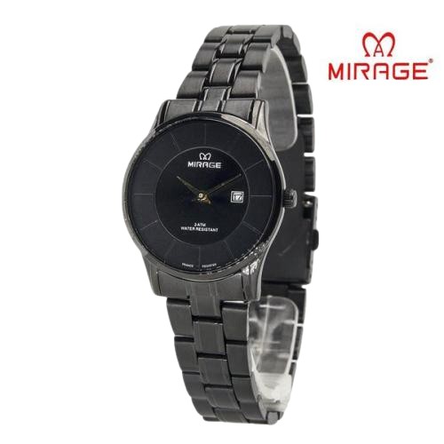 Jam Tangan Wanita Mirage Original 8670 Full Hitam 2 Jarum Jam Anti Air 3 ATM