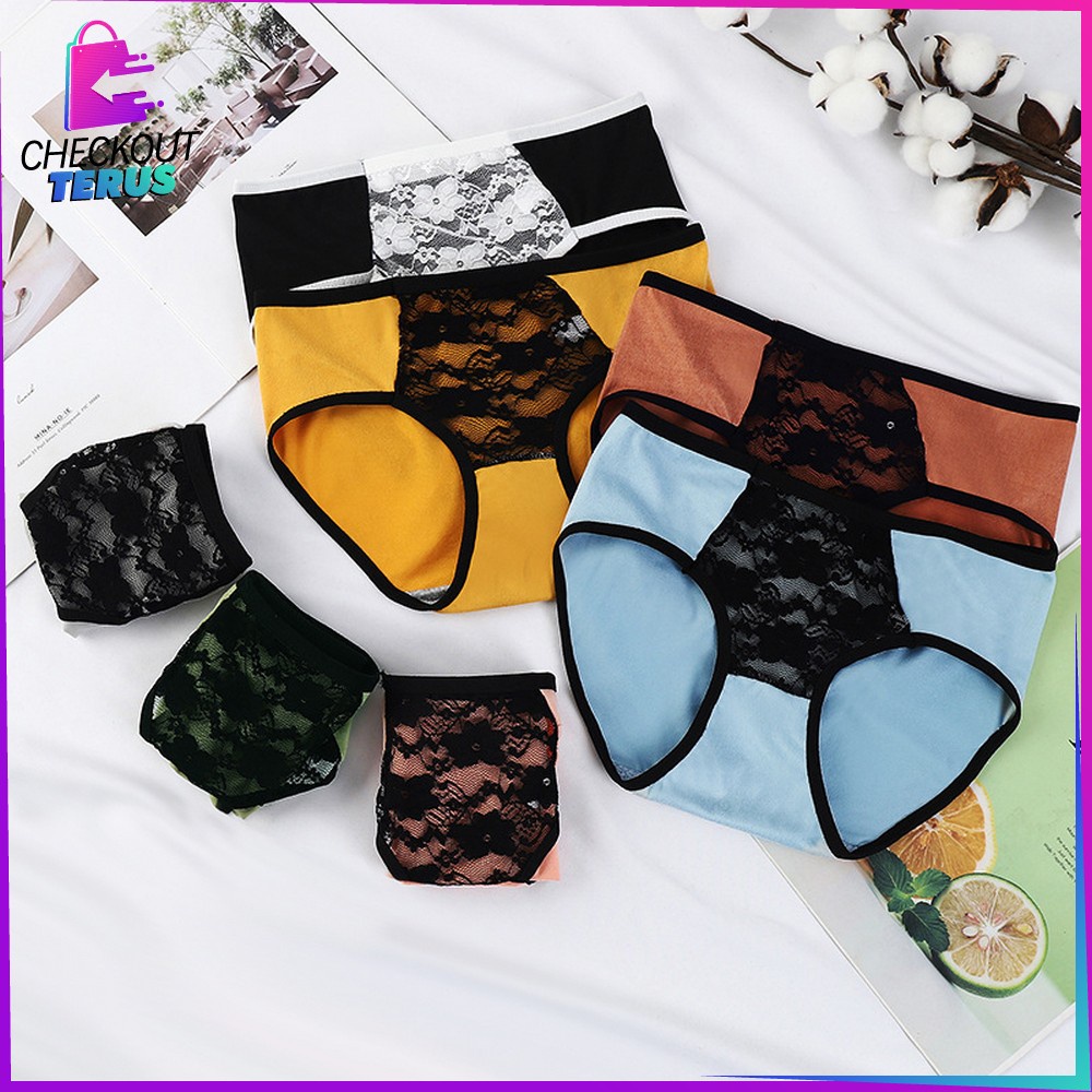 CT P130 Celana Dalam Wanita List Hitam Renda Bunga Motif Polos Kolor Dewasa Undies Wanita Import