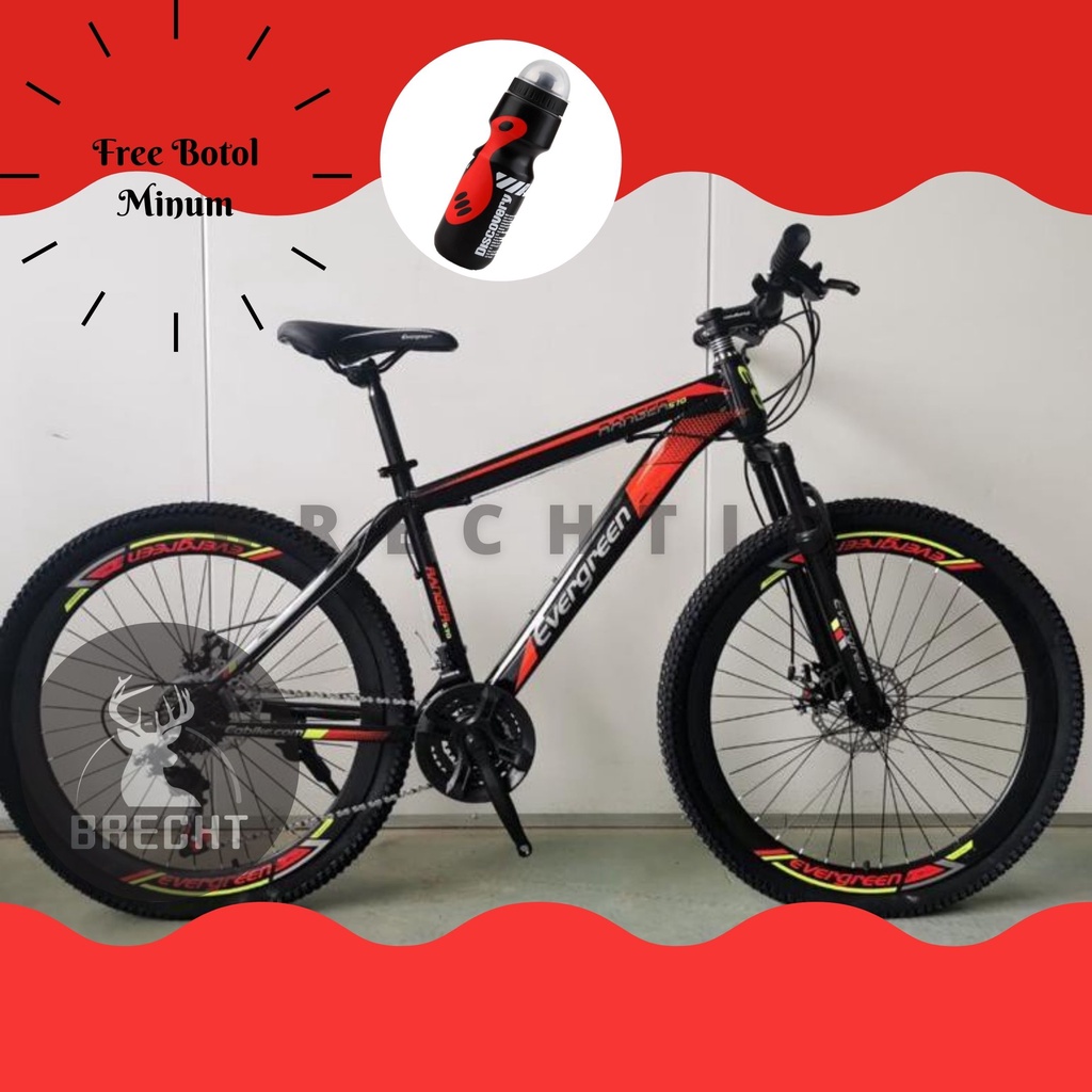 Sepeda Gunung Mountain Bike Evergreen Ranger 570 Hi-Teen Steel 26" Fork Suspensi 21 Speed