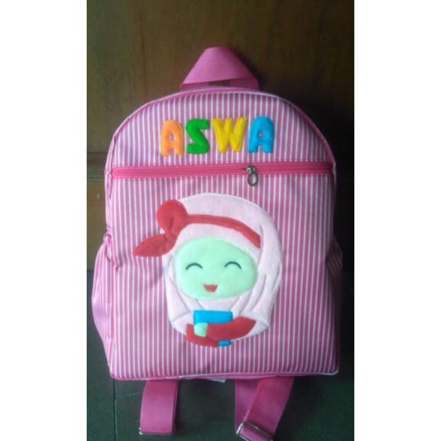 tas anak bordir 2 resleting bisa buat nama