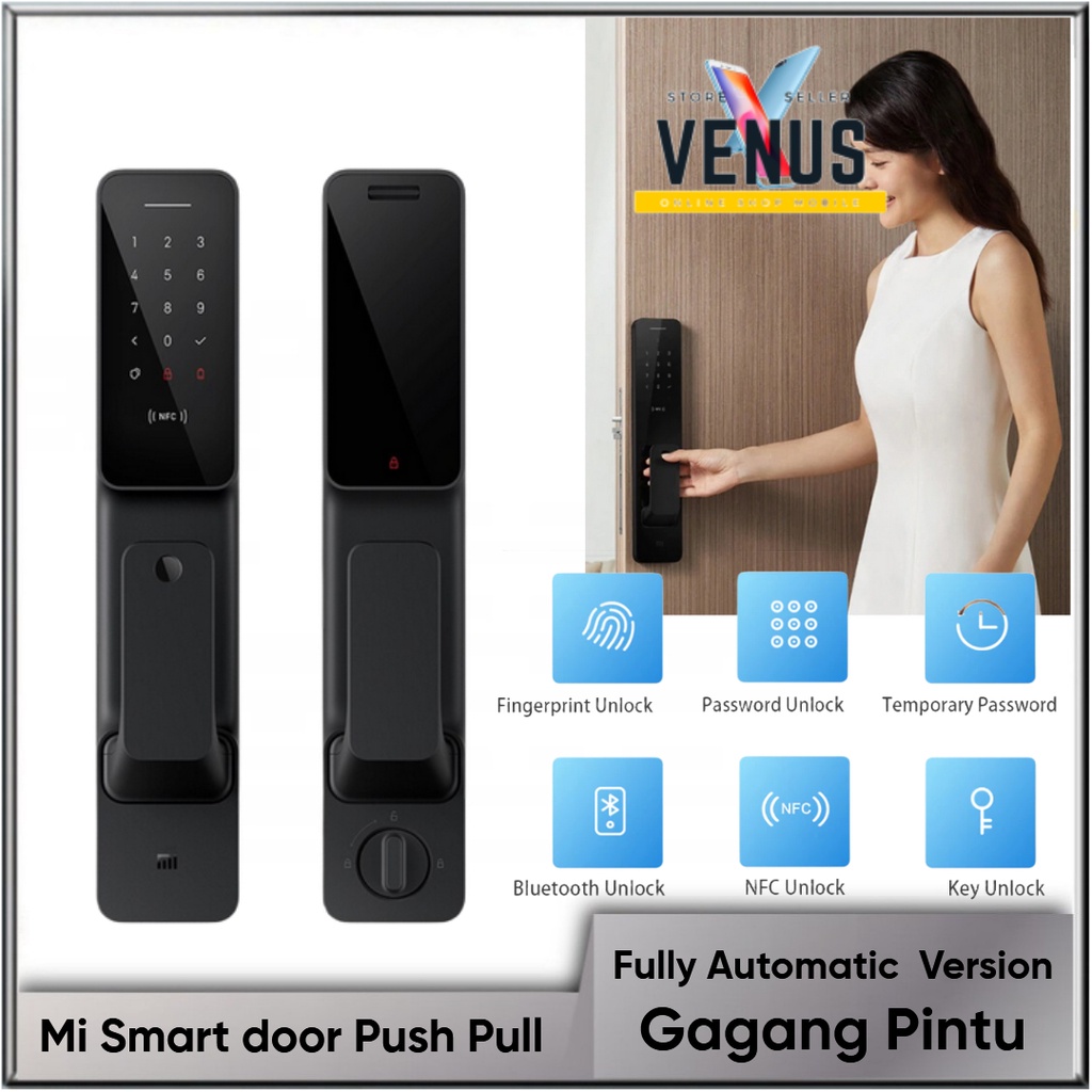 Mi Smart door Push Pull lock Fingerprint NFC - Gagang Pintu Pintar