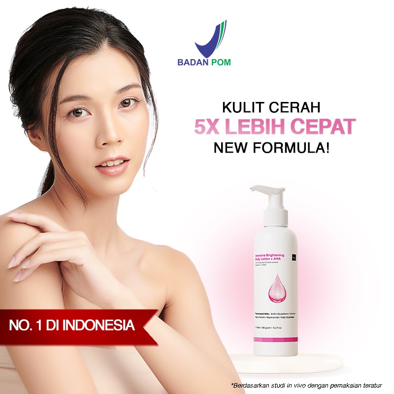 Brightening Body Lotion (+AHA) BEAUDELAB - Melembabkan Mencerahkan Memutihkan Kulit - Menghilangkan Bekas Luka &amp; Sunscreen - Body Cream Beudelab