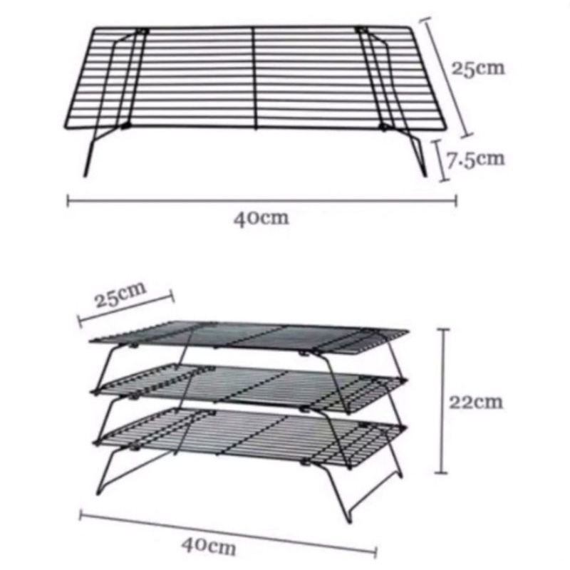 Cooling rak Susun 3 Pendingin kue roti peniris tempat menyimpan makanan