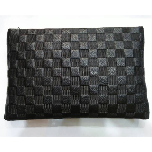 Clucth kulit asli import damier emboss