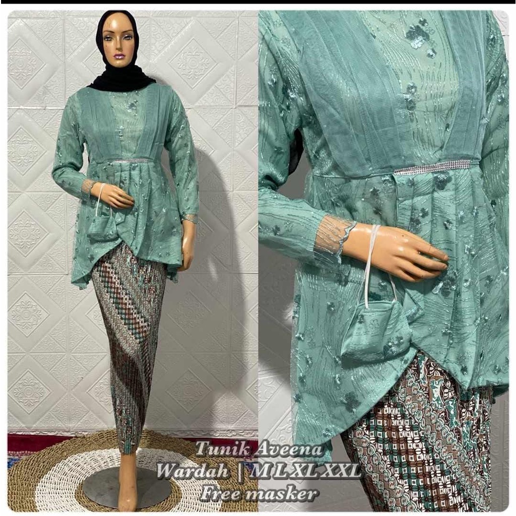 Permata Olshop / Tunik Brukat Aveena / Tunik Kebaya Modern / Kebaya Wisuda / Kebaya Lamaran Modern / Kebaya Kondangan / Kebaya Remaja