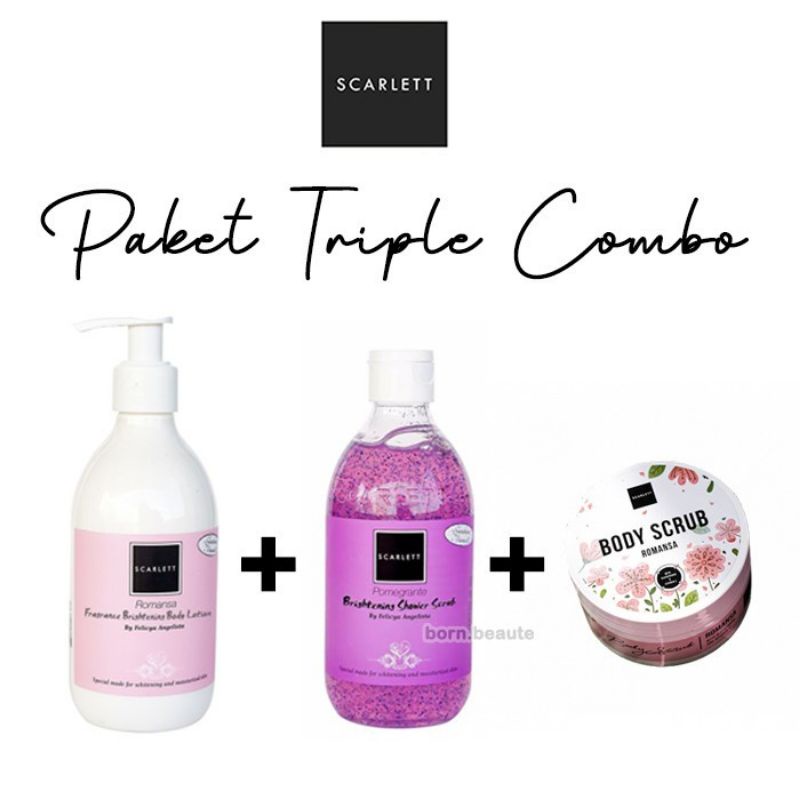 [BISA COD] Paket 3 In 1 Scarlett Whitening triple combo  Bodycare