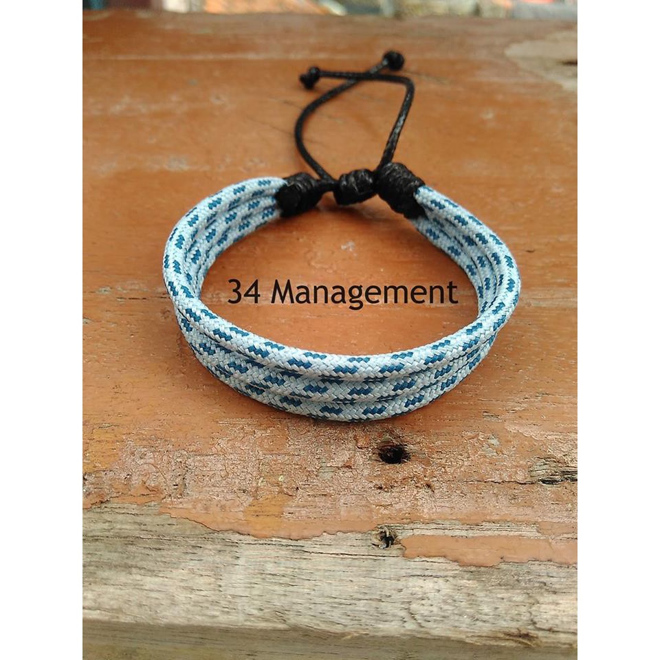 Gelang Tali Prusik / Paracord Lengkap Murah Putih Motif Biru