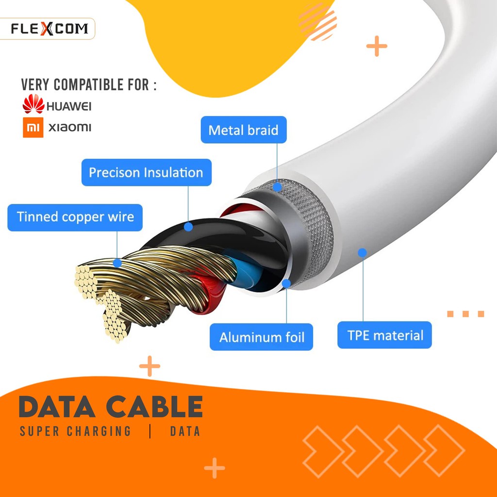 Kabel Data USB FLECO T-123 Micro T-124 Lighting T-125 Type c USB High Speed Fast Charging QC 3.0A (1 toples isi 40) [Support semua hp samsung oppo vivo xiaomi redmi realme infinix huawei zenfone nokia]