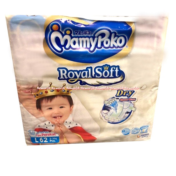 Mamypoko Royal Soft Dry L62 Popok Bayi Perekat Mamy Poko Tape Large L 62 pcs Mamipoko Mami Poko Diaper Bayi Anak