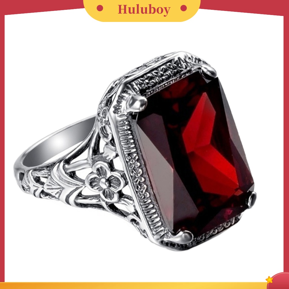 Hu Hu Hu Hu Hu Alat Bantu Pasang Kacamata♡ Cincin Wanita Hias Berlian Imitasi Merah Gaya Vintage Untuk Pernikahanpertunanganhadiah
