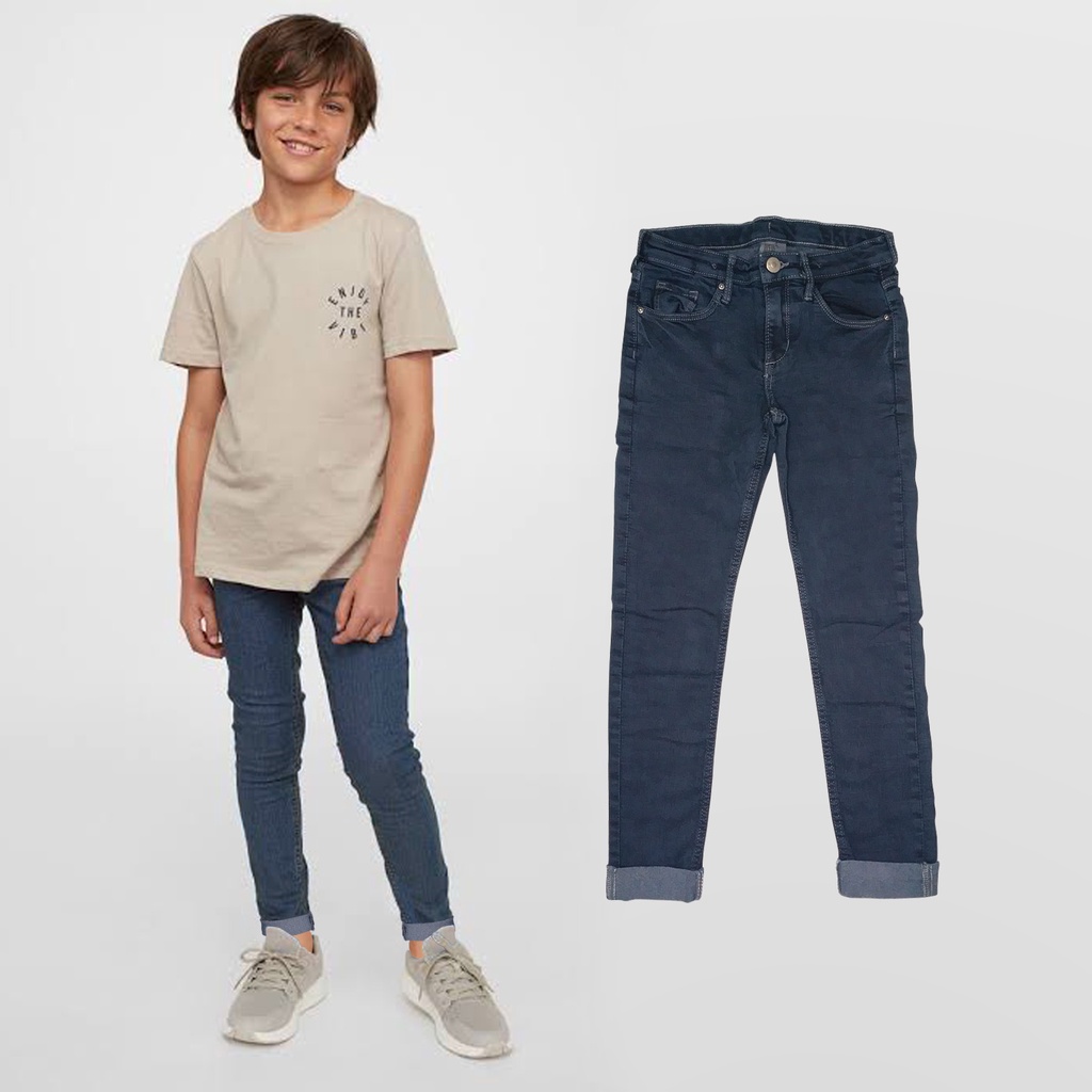 Celana Panjang Jeans Denim Stretch Anak Laki Laki Enzym Wash Branded Premium Model Skinny Usia 1Tahun Sampai 13Tahun