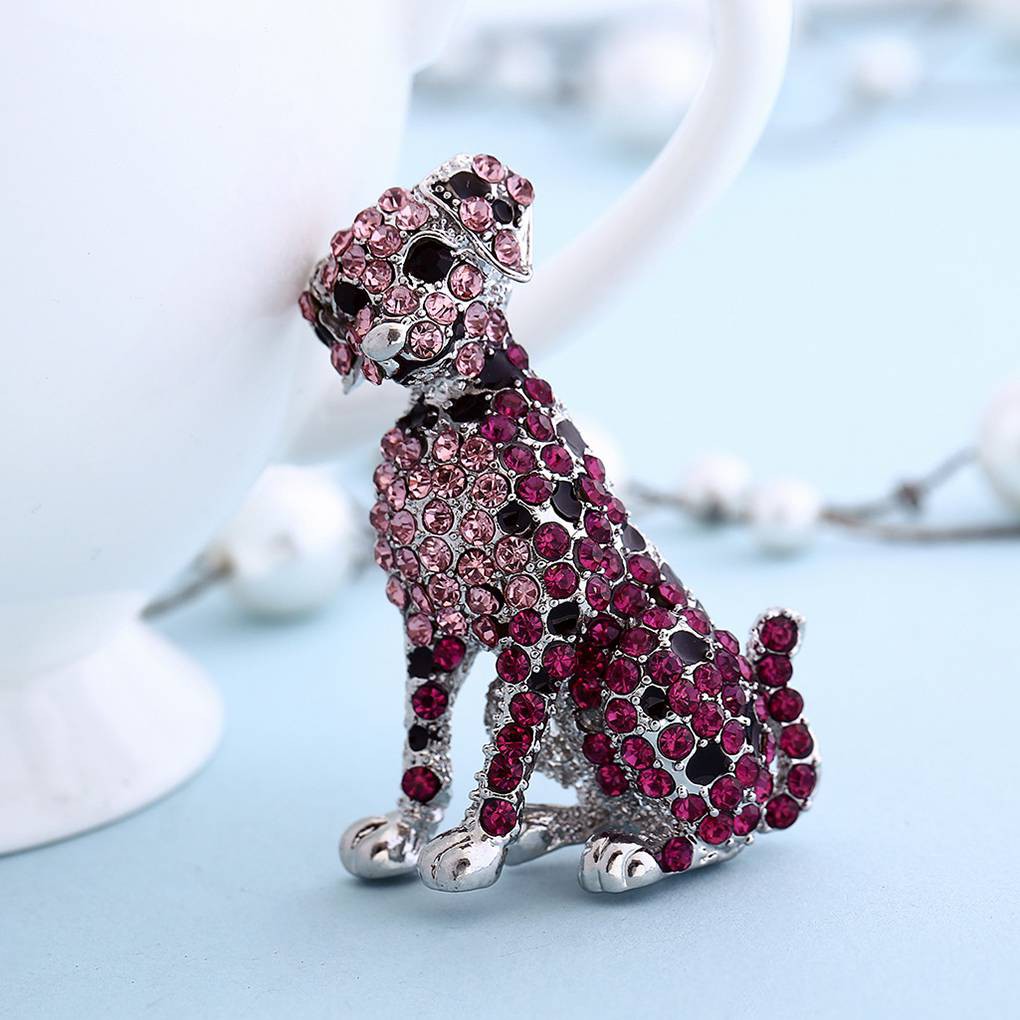 Bros Bentuk Anjing Kecil Bahan Alloy Dengan Berlian Imitasi Untuk