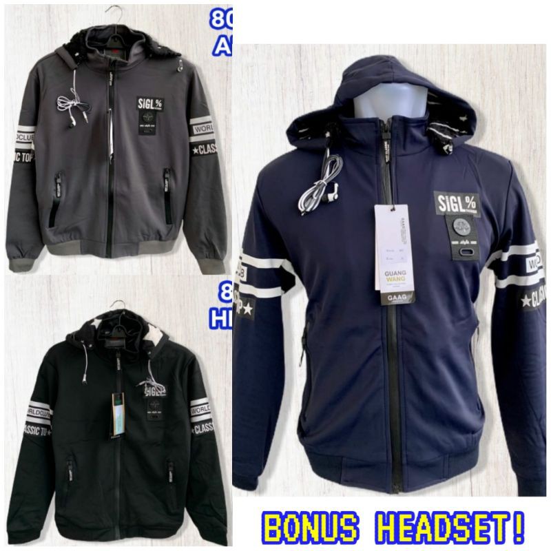 Jaket Hoodie Pria Distro /Jaket Scuba Original Free Headset