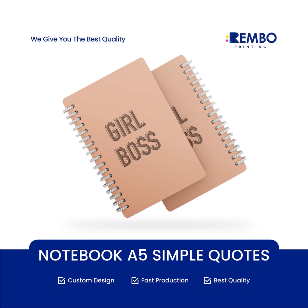 NOTEBOOK SIMPLE QUOTES/JURNAL GRID/DOTTED/BLANK /LINE A5/ BUKU CATATAN RING / BUKU TULIS RING - REMBO PRINTING