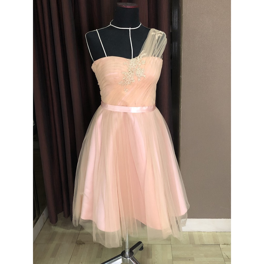 Dress Bridesmaid Peach one shoulder