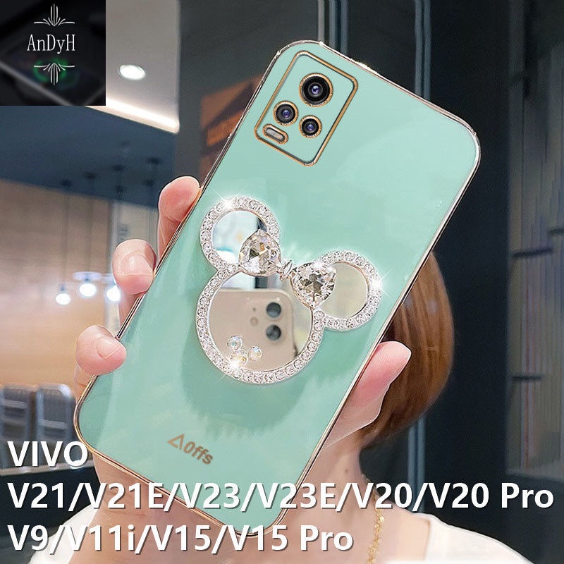 Case Desain Minnie Mouse Aksen Berlian Untuk VIVO Y17 / Y15 / Y12 / Y12i / Y11 2019 / Y19 / U10
