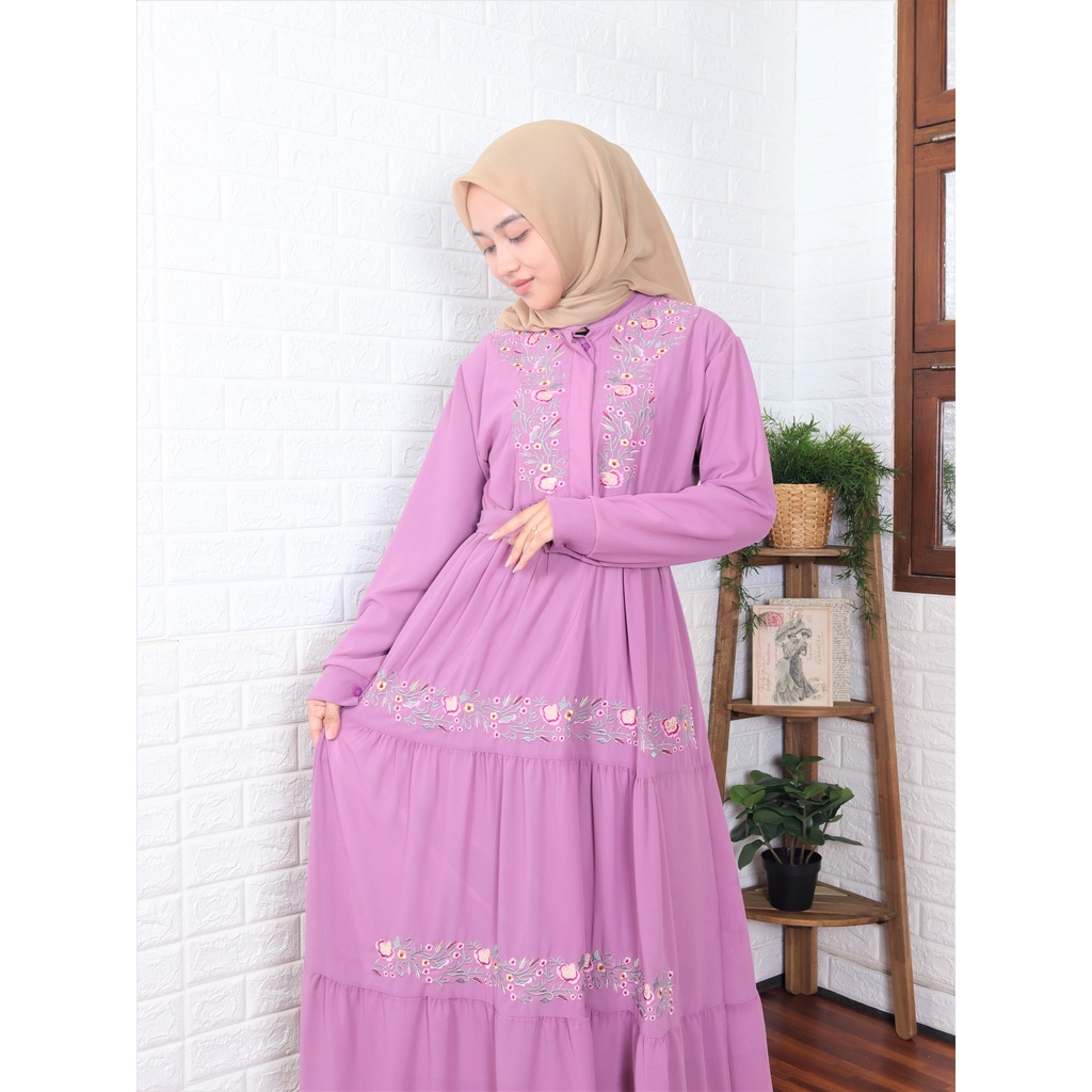 Natasha dress ceruty - gamis ceruty - gamis wanita terbaru[FREE BELT]