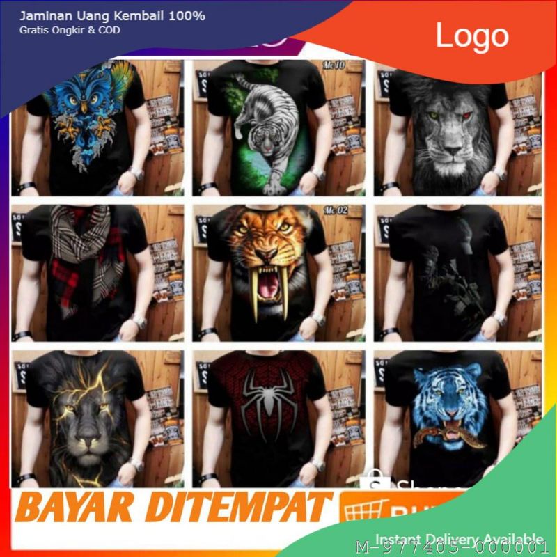 ATASAN PRIA KAOS DISTRO MOTIF COTTON VFON-079Warna: KAOS SUPERMEN KUNIG, KAOS GLASS GITAR, HARIMAU Y