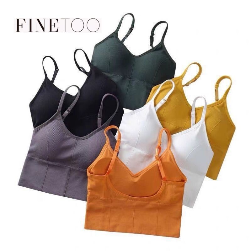 FINETOO FT06 Sport Bra Busa Tanpa Kawat Atasan Tanktop Crop Top Push Up Camisol Gym Fitness Jogging