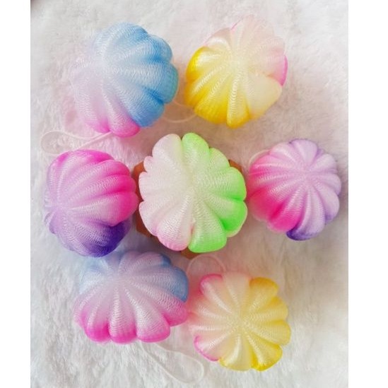 SPONS MANDI JARING RAINBOW SPONGE SHOWER GEL SPONS MANDI BUSA TEBAL BATH PUFF Spon Mandi / Shower Puff / Spons Busa Mandi / Bath Sponge