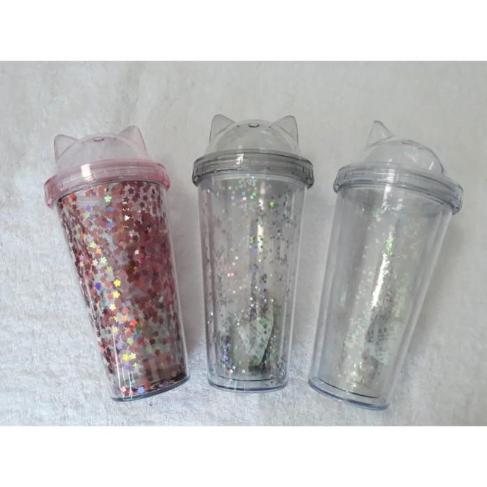 Tumbler glitter/ Botol minum glitter with straw GLS-61