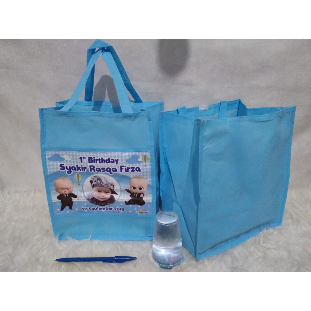 

[FREE DESAIN] Tas SPUNBOND BENTO CUSTOM Souvenir Ulang Tahun Anak Goodie Bag Goody Harga Murah Unik