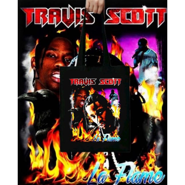 TOTE BAG TRAVIS SCOTT  Totebag Band  Rapper Tote bag Hitam distro kanvas katun Resleting tas jinjing
