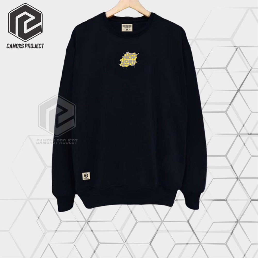 Sweater Crewneck Motif New York Pria &amp; Wanita Premium Quality Bahan Fleece Tebal Terbaru Distro Camoxs Kota Bandung Switer Crunek Cowok Cewek Oversize Korea Style