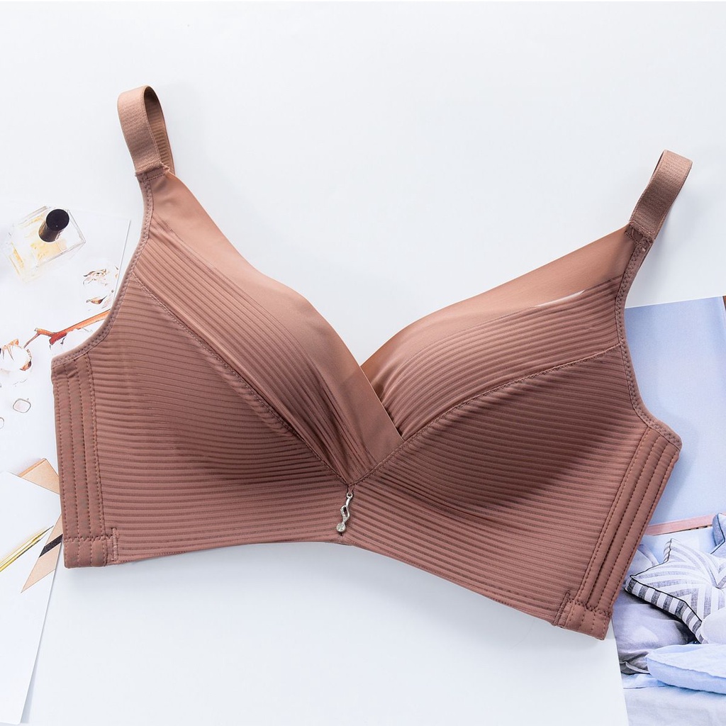 [ LINGERIE MASTER ] - (B-21) Bra Wanita Push-Up Isi Busa Tali Strap dan Bahan Lace Breathable Lingerie Hiasan Bordir-B-21 Coklat