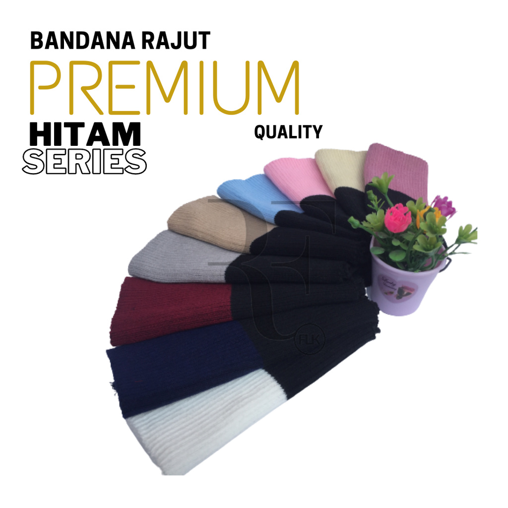 CIPUT RAJUT PREMIUM BANDANA 2 WARNA SERIAN HITAM  inner rajut inner hijab