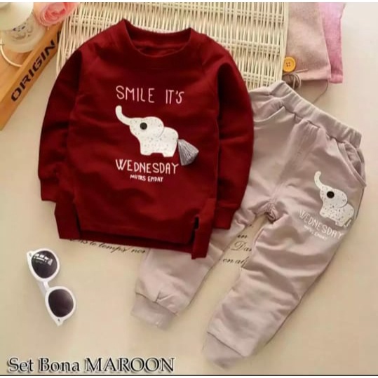 Setelan anak motif gajah 0-6tahun-Baju anak laki laki motif bona-Baju anak perempuan motif hewan-Setelan model terbaru paling laris-1