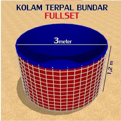 Terpal Kolam Bundar FULLSETT Diameter 3 M Tinggi 1.2 M