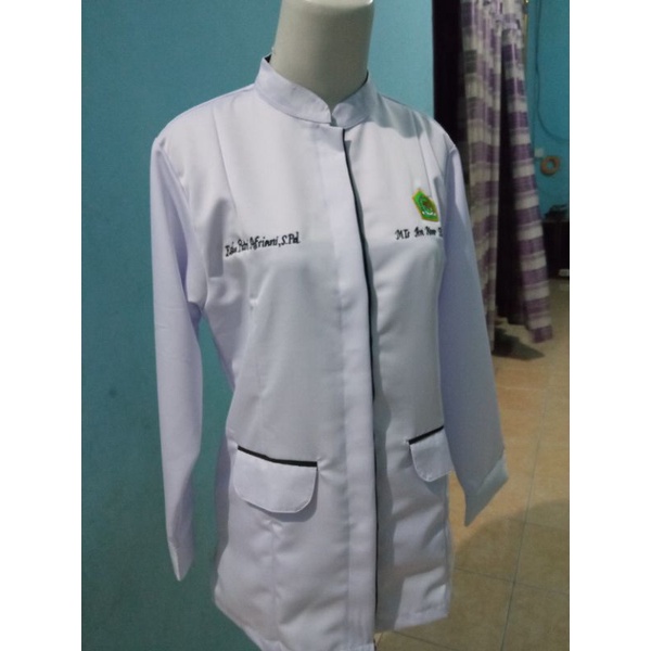 Baju Dinas Hitam Putih + Bordir Nama + Logo Kemenag / Baju ASN