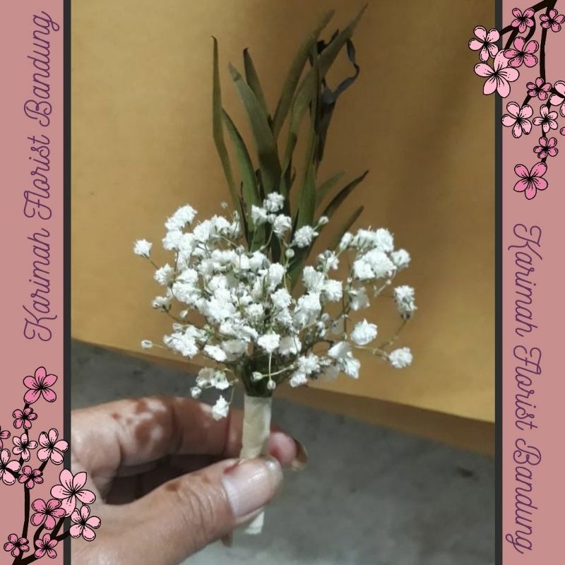 Corsage Wedding Flower Korsase Jas Pengantin Pria Keluarga Bunga Baby Breath Asli