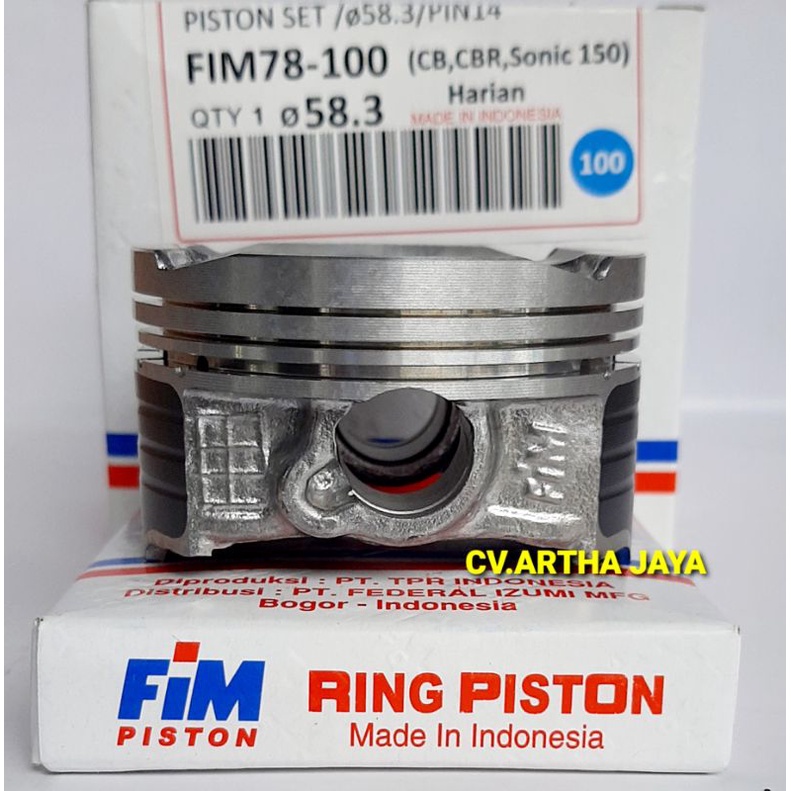 PISTON KIT FIM FIM78 HONDA SONIC 150 R / CBR 150 LED / SUPRA GTR 150 / NEW CBR LED / CB LED ( 57,3 / 57,8 / 58,3 / 58,8 / 59,3 / 59,8 / 60,3 ) ( STD / 050 / 100 / 150 / 200 / 250 / 300 ) ( PEN 14 / PIN 14 )-1