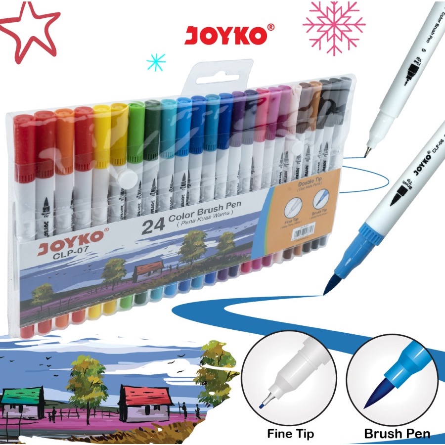 JOYKO BRUSH PEN SET 24 / SPIDOL BRUSH PEN DUAL TIP / BRUSH PEN SET JOY