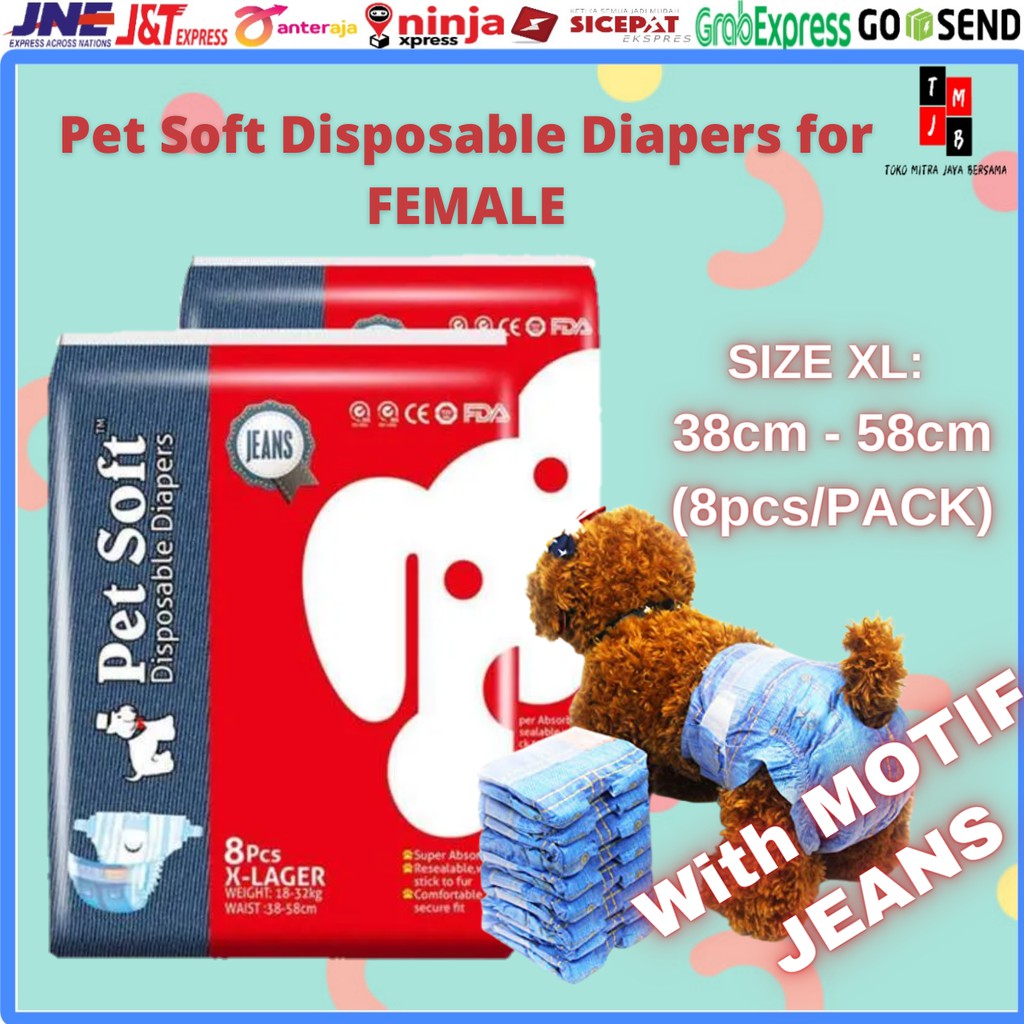 POPOK ANJING FEMALE PET SOFT DISPOSABLE DIAPERS BETINA XXS XS S M L XL POPOK HEWAN