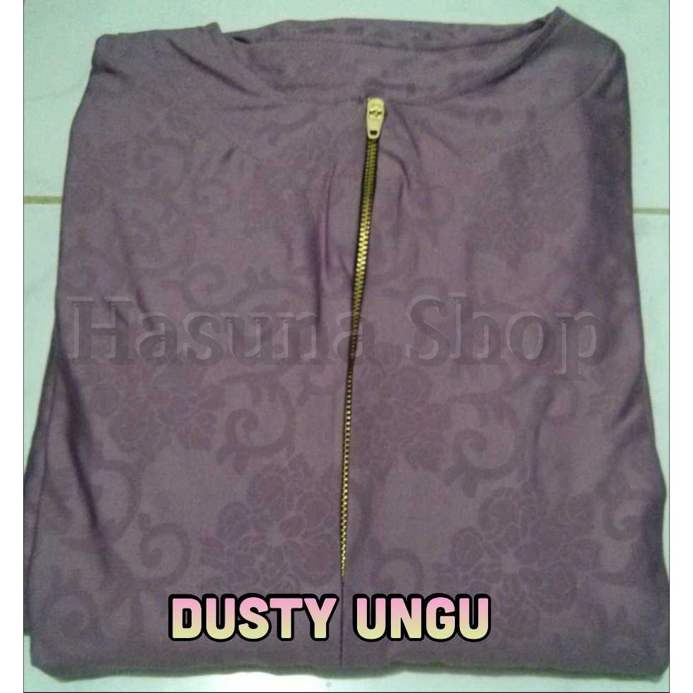 Gamis Jersey Dusty Ungu / Lavender Motif Relief  Hasuna Shop Maxi Long Dress HasunaShop