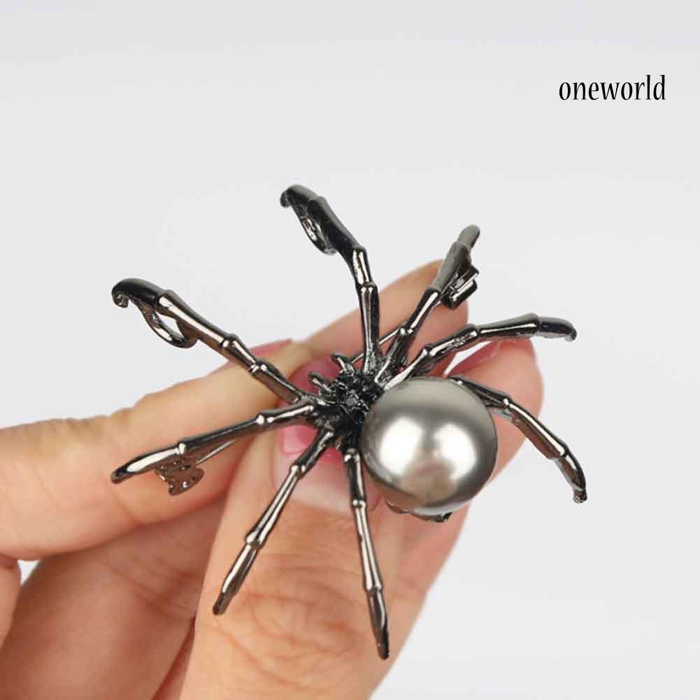 OW@ Fashion Women Rhinestone Faux Pearl Spider Brooch Pin Corsage Lapel Jewelry Gift