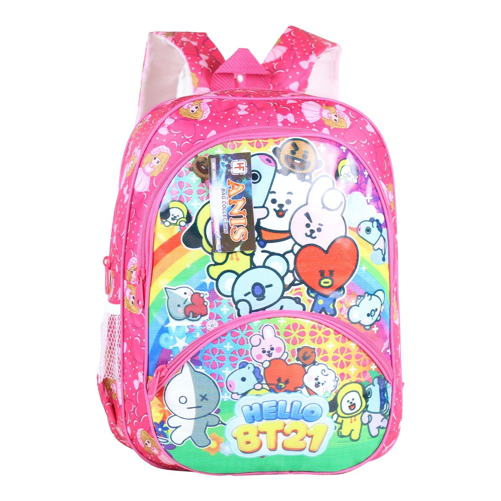 Ransel Anak Sd Tas Pink Karakter BT-21 Lucu Fashion Anak Sekolah Backpack Anak Anak Cantik