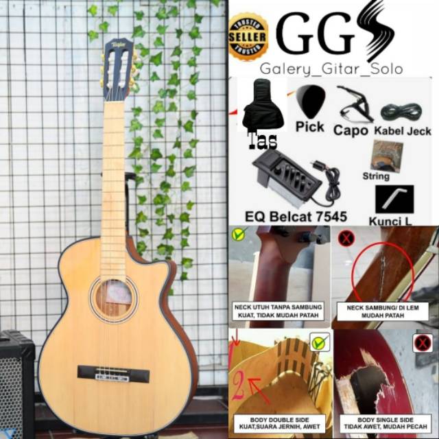 Gitar akustik elektrik senar nylon termurah