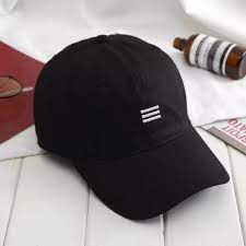 TERMURAH !! TOPI BASEBALL BORDIR SMILE / RECLUSIVE / GARIS TIGA RING LAKI PEREMPUAN-GARIS TIGA HITAM