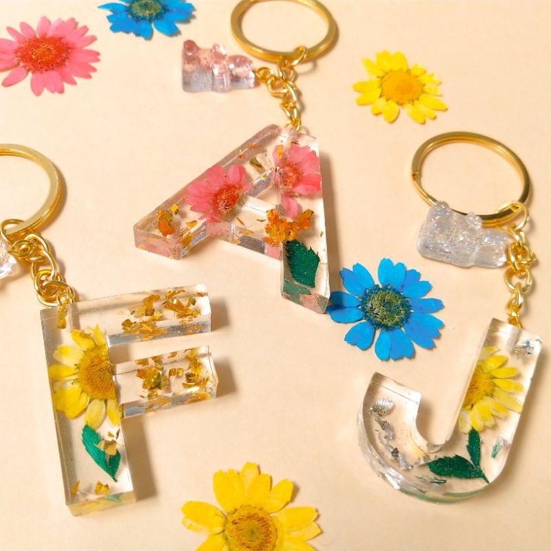 Custom Initials Keychain Resin custom gantungan kunci  