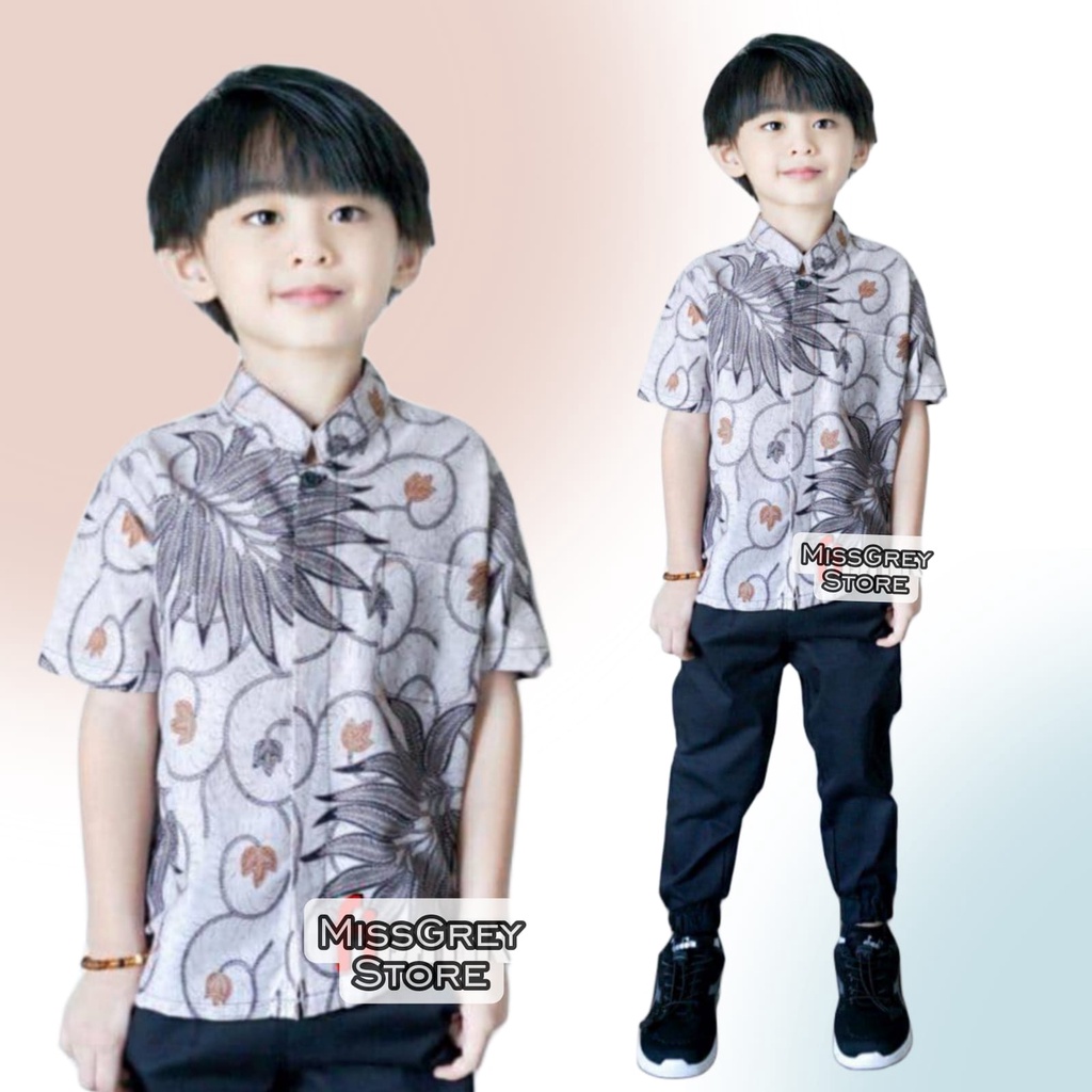 Kemeja Batik Anak - batik anak - baju batik anak laki laki umur 1-12 tahun hem batik anak pendek premium quality terlaris