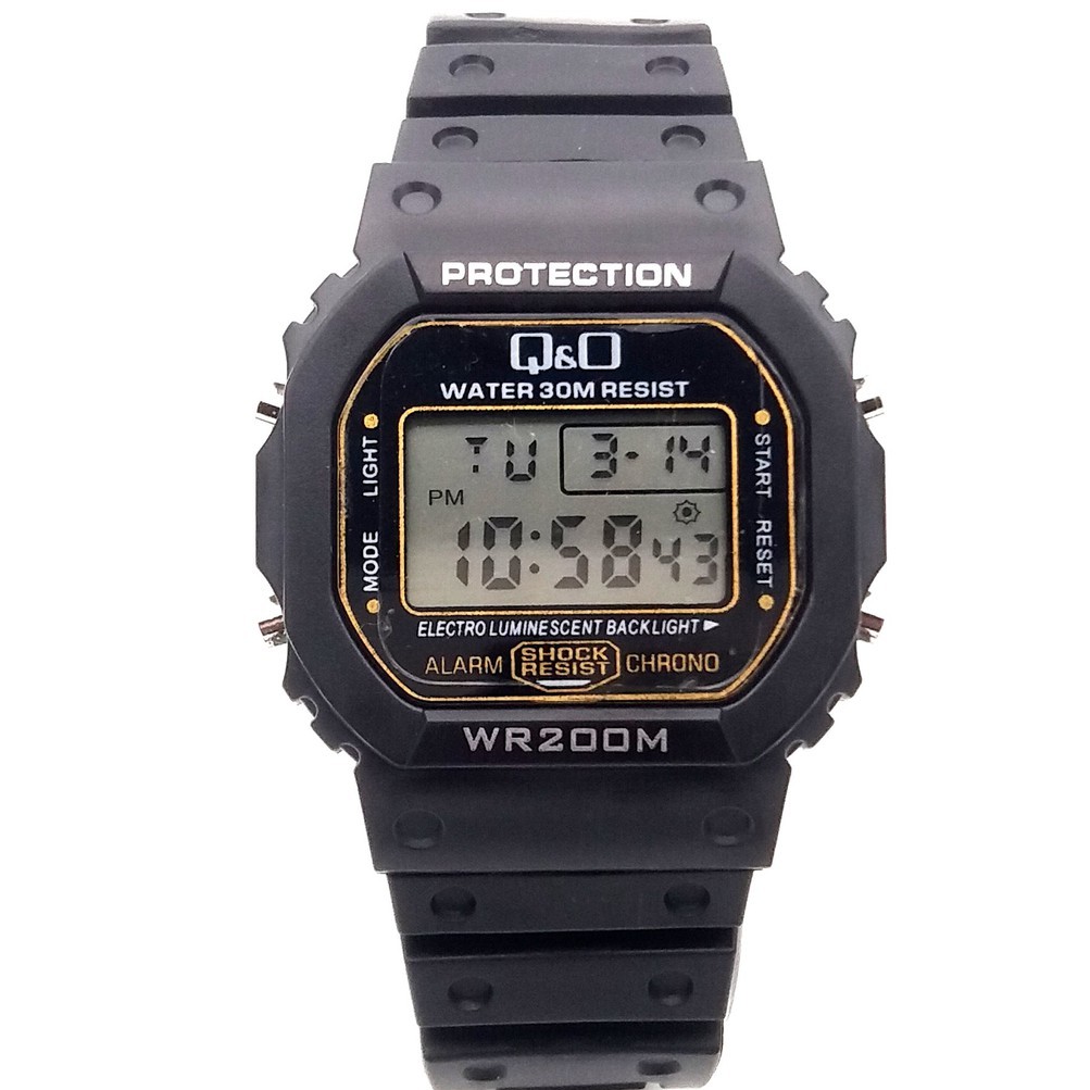 Jam tangan Q&Q QnQ digital Led Kotak Hitam