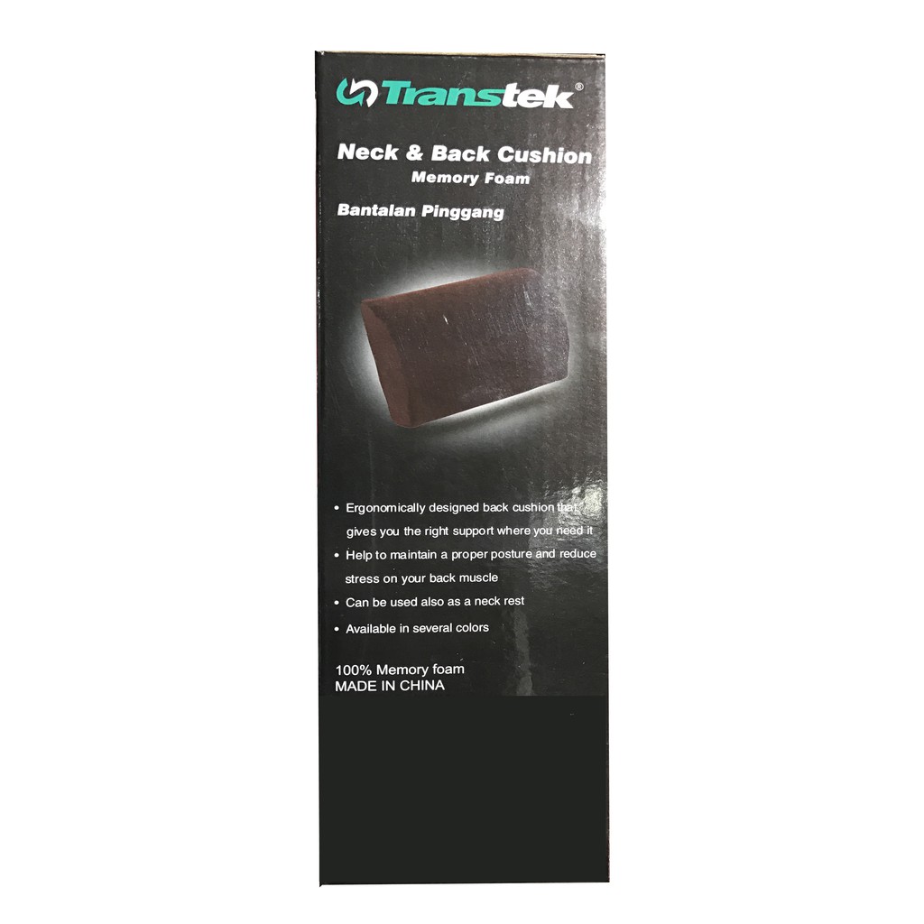 Transtek Neck And Back Cushion Memory Foam Bantal Pinggang Hitam