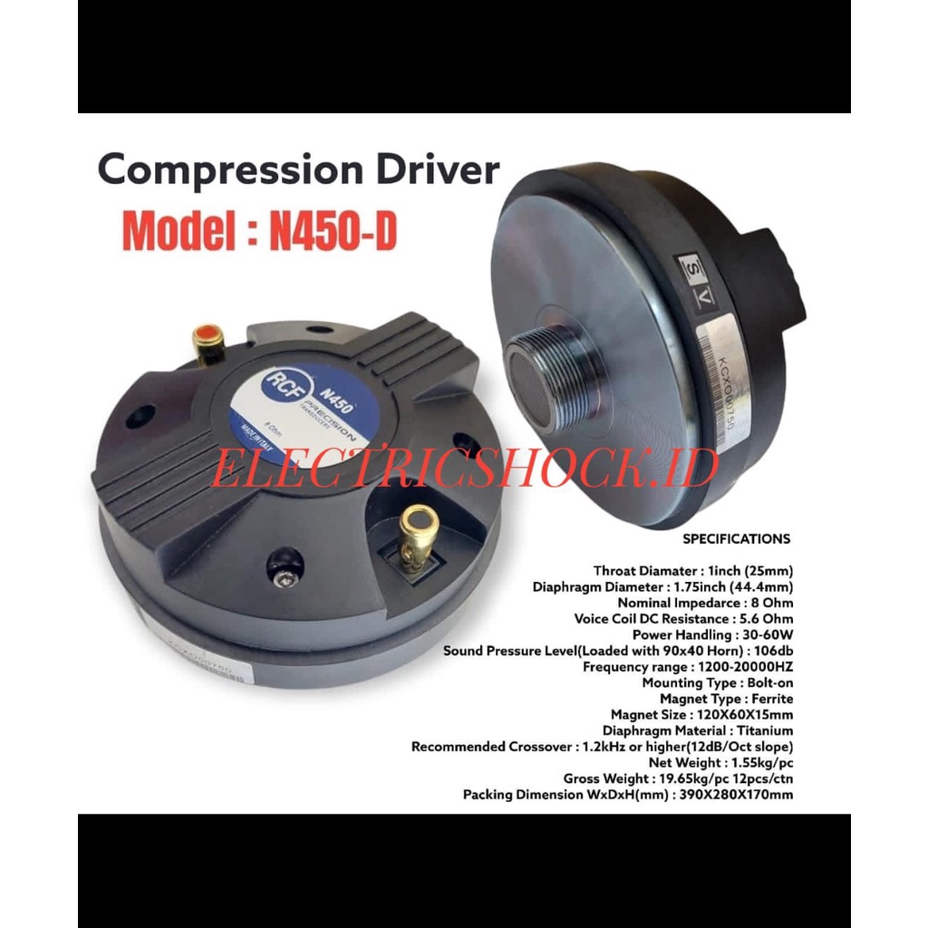 DRIVER RCF 44.4 HORN TWEETER RCF N450 D / N450D RCF N 450D DRAT 44.44
