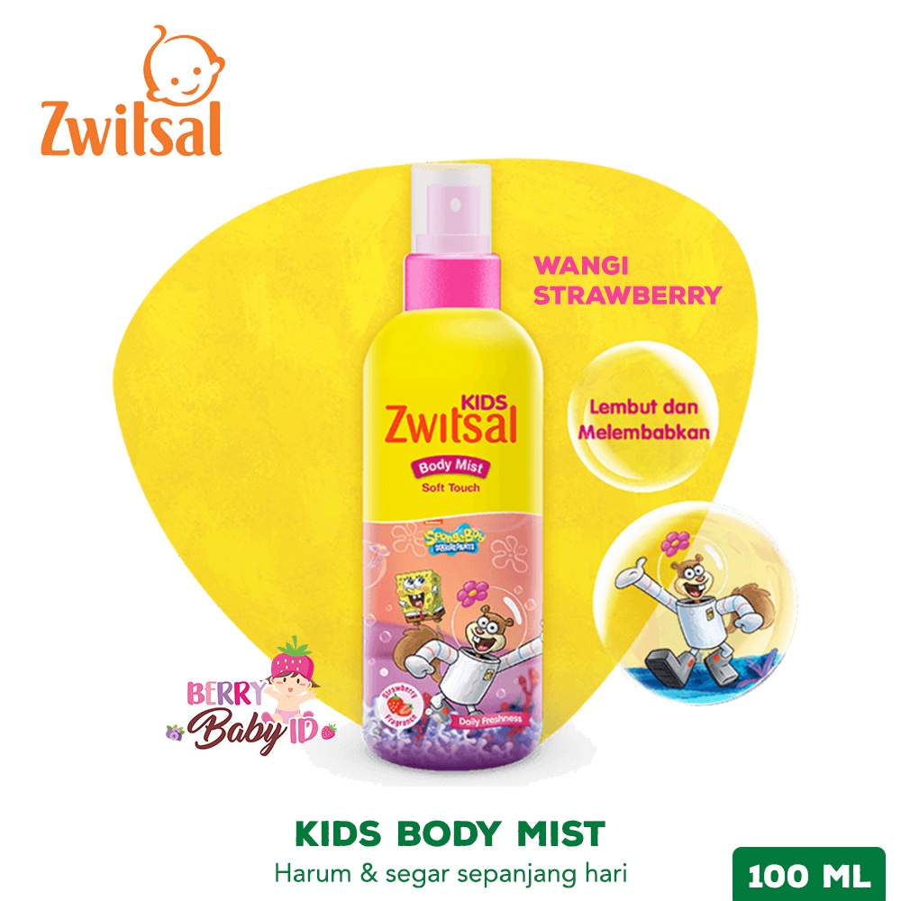 Zwitsal Kids Body Mist Anak Spongebob Blue Fresh Touch Pink Soft Touch Berry Mart