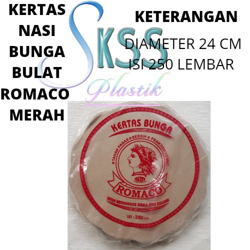 

Kertas Nasi Bunga Bulat Romaco Merah Per Pack Isi 250 Lembar
