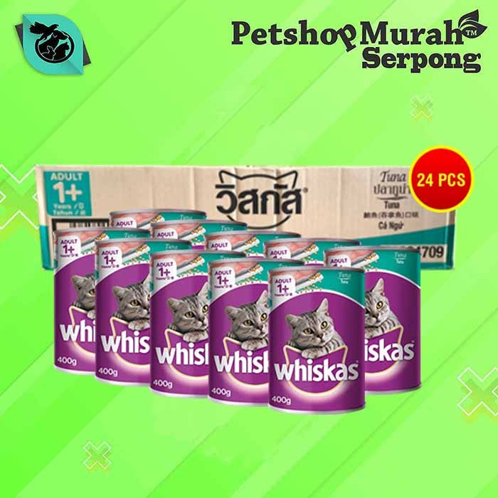 Makanan Basah Kucing Whiskas Kaleng Wetfod Grosir Dus Isi 24 PCS 400GR